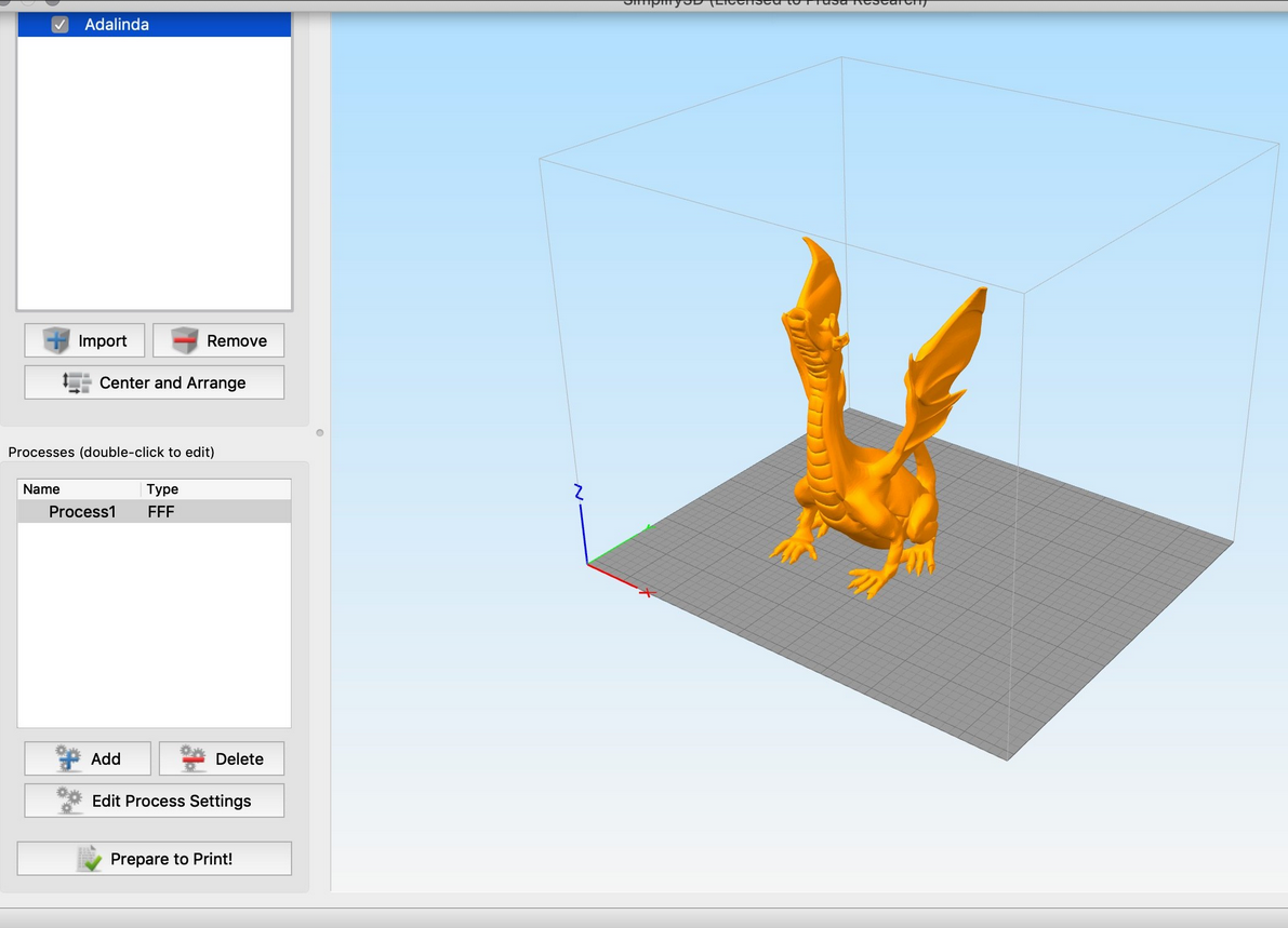 Screenshot von Simplify3D