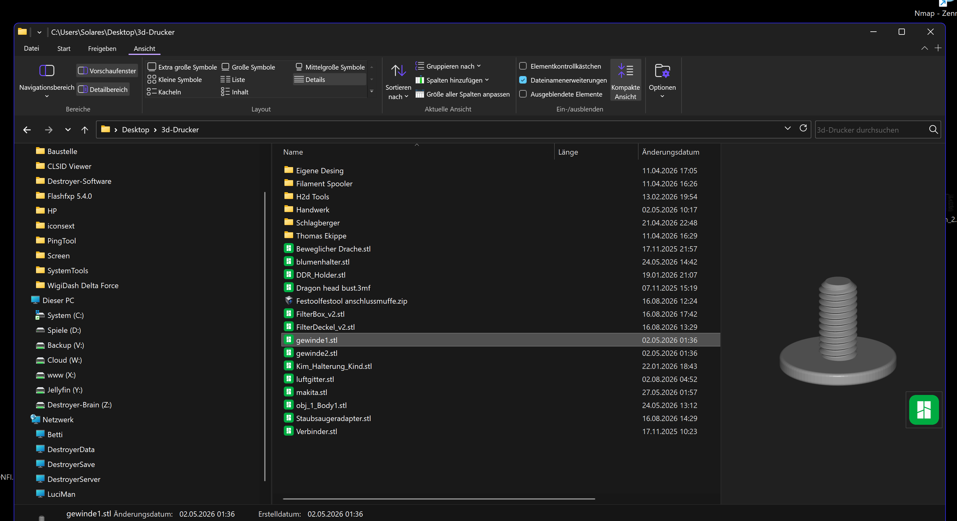Screenshot von STL Vorschau