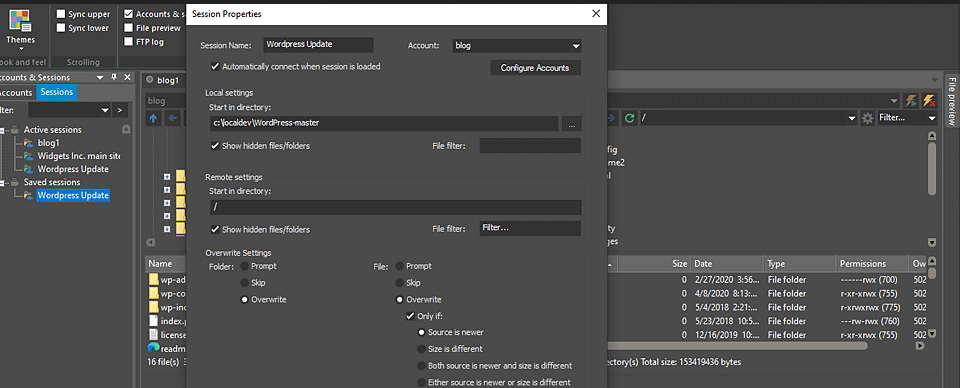 Screenshot von UltraFTP