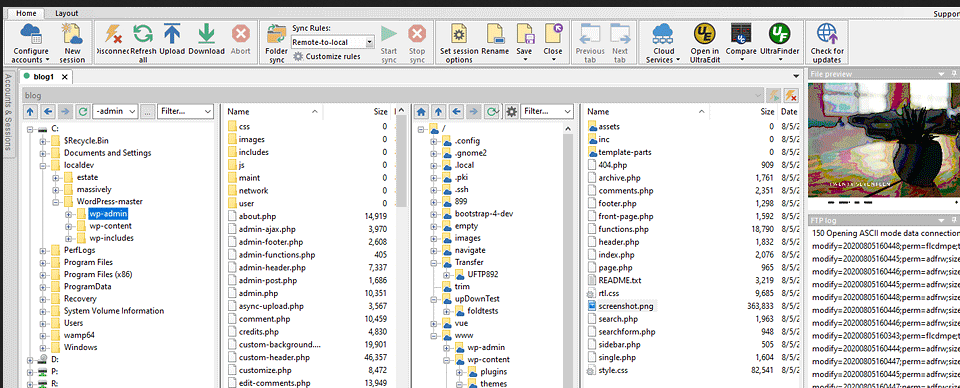 Screenshot von UltraFTP
