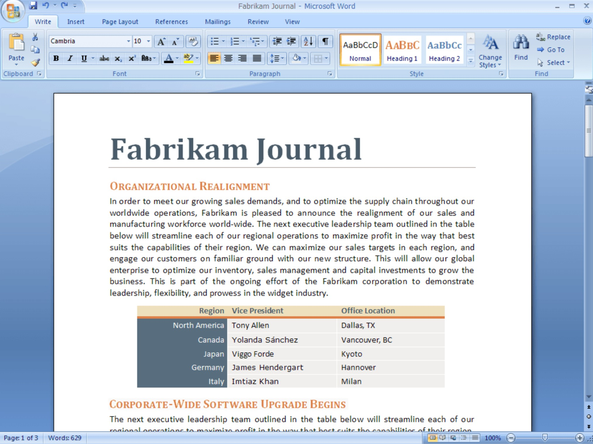 Screenshot von Microsoft Office Enterprise 2007