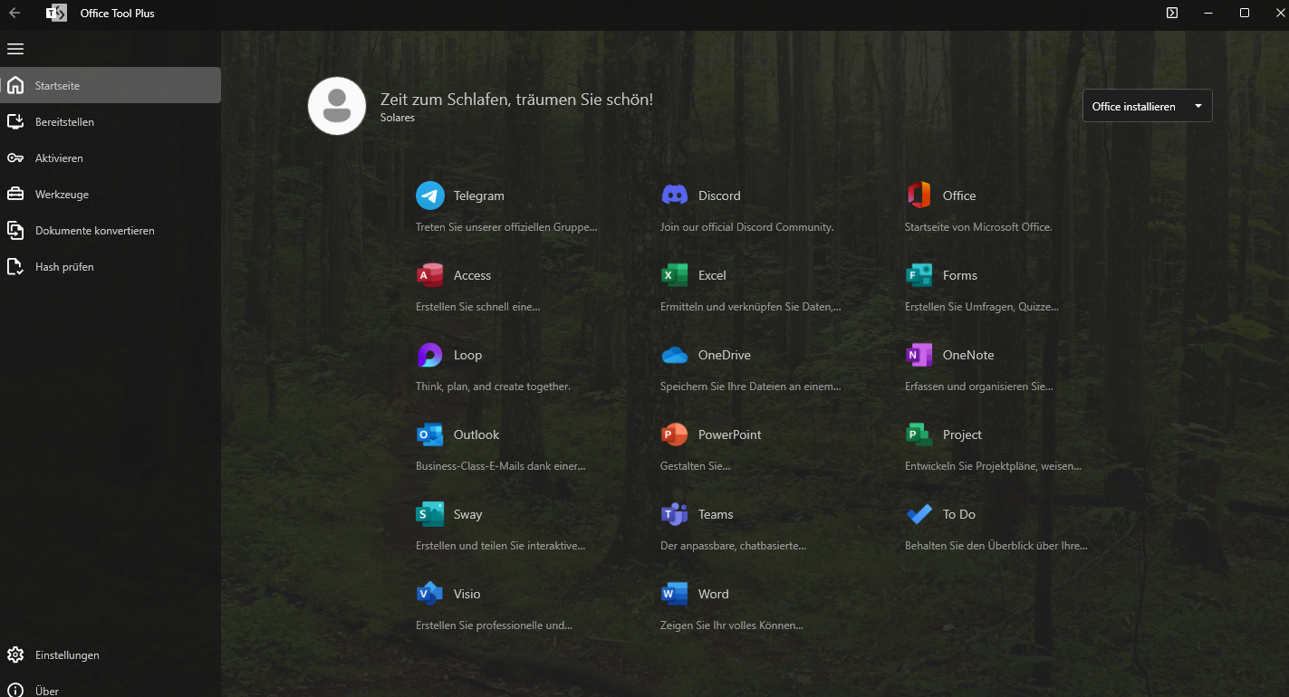 Screenshot von Microsoft Office Tool