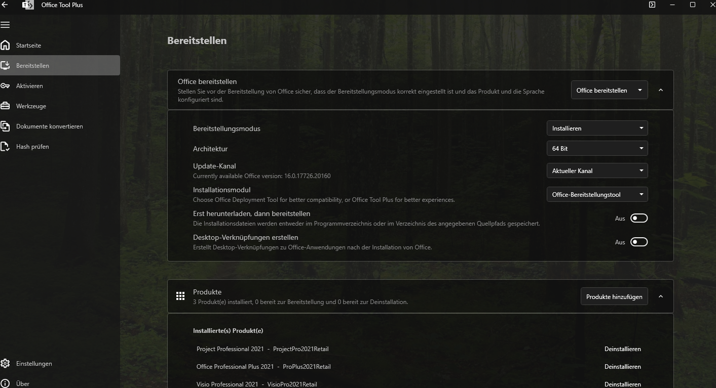 Screenshot von Microsoft Office Tool