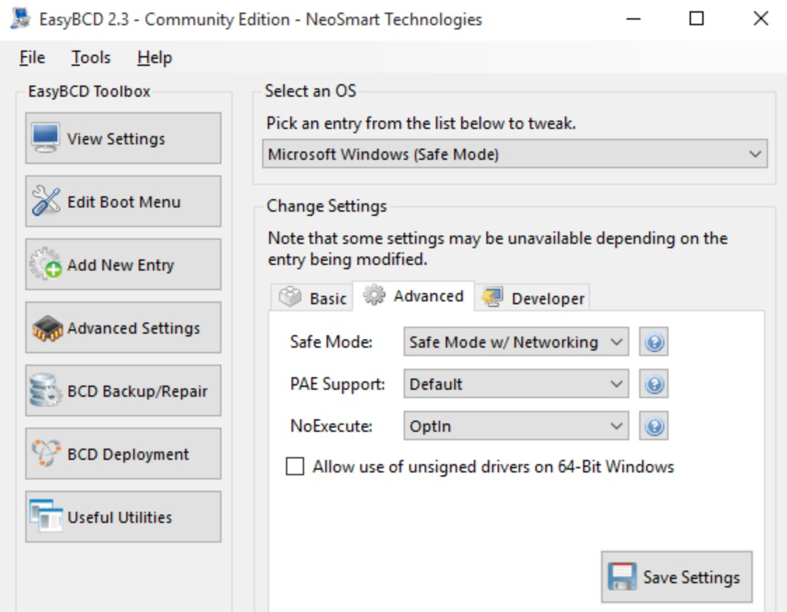 Screenshot von EasyBCD Boot Manager