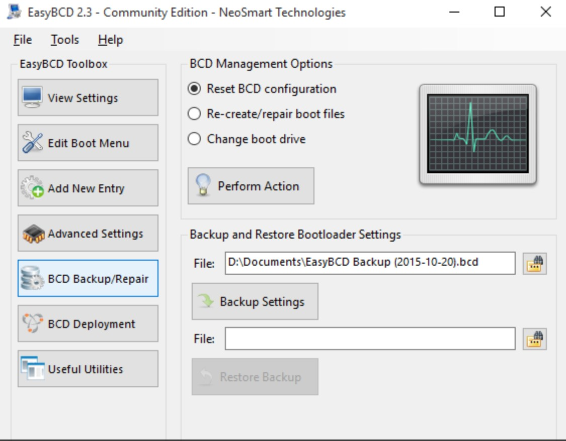 Screenshot von EasyBCD Boot Manager