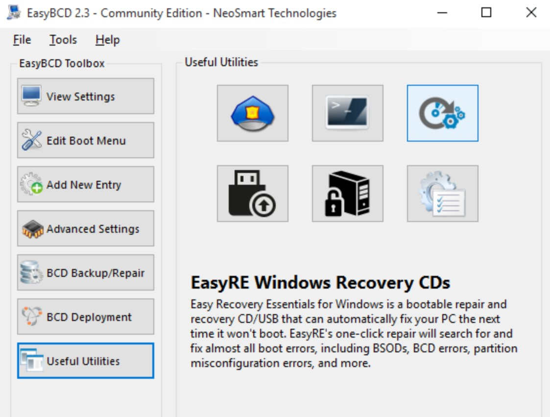 Screenshot von EasyBCD Boot Manager