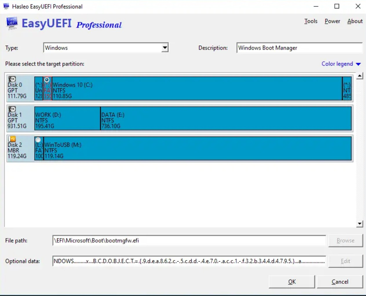 Screenshot von EasyUEFI