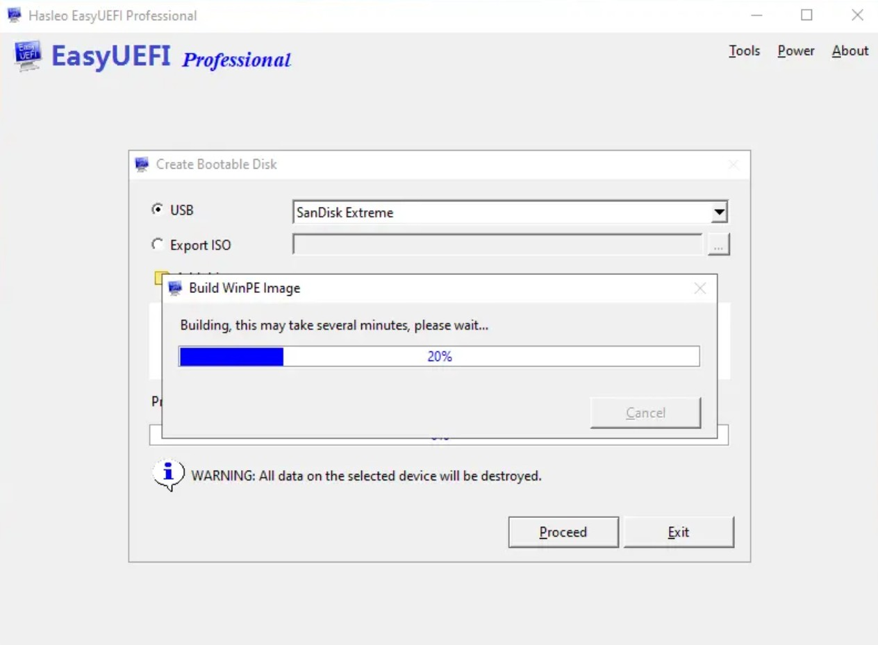Screenshot von EasyUEFI
