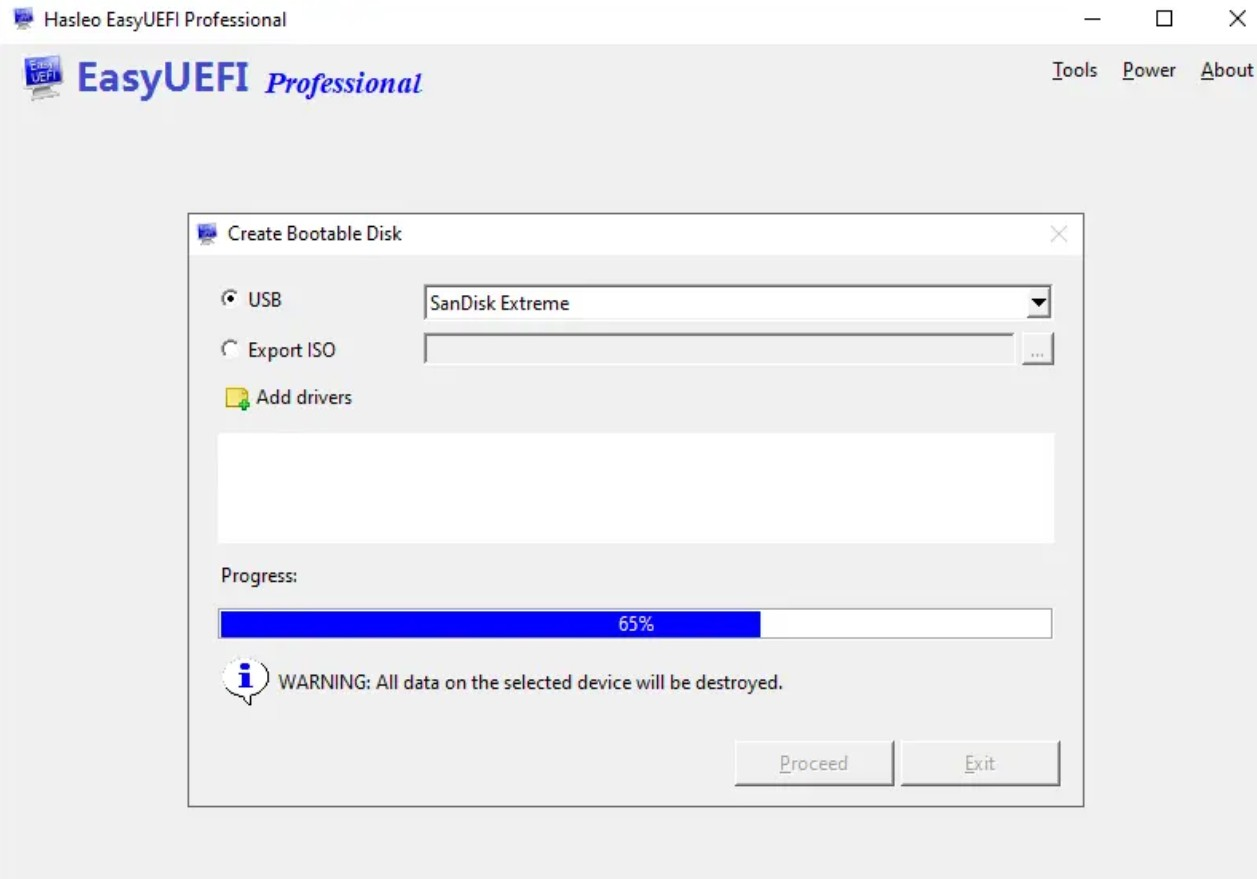 Screenshot von EasyUEFI