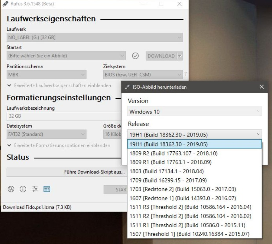 Screenshot von rufus
