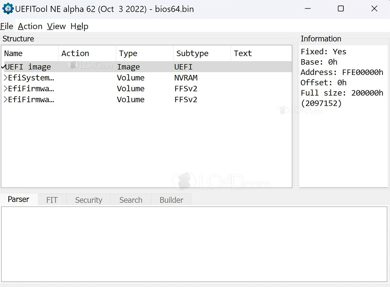 Screenshot von UEFITool