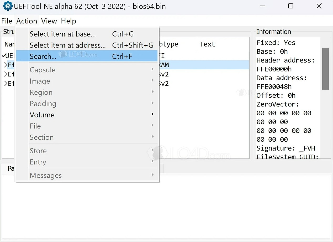 Screenshot von UEFITool