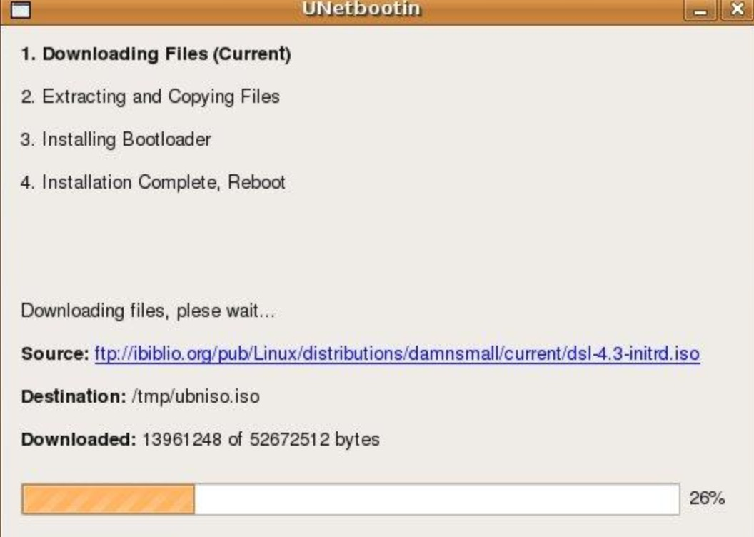 Screenshot von unetbootin