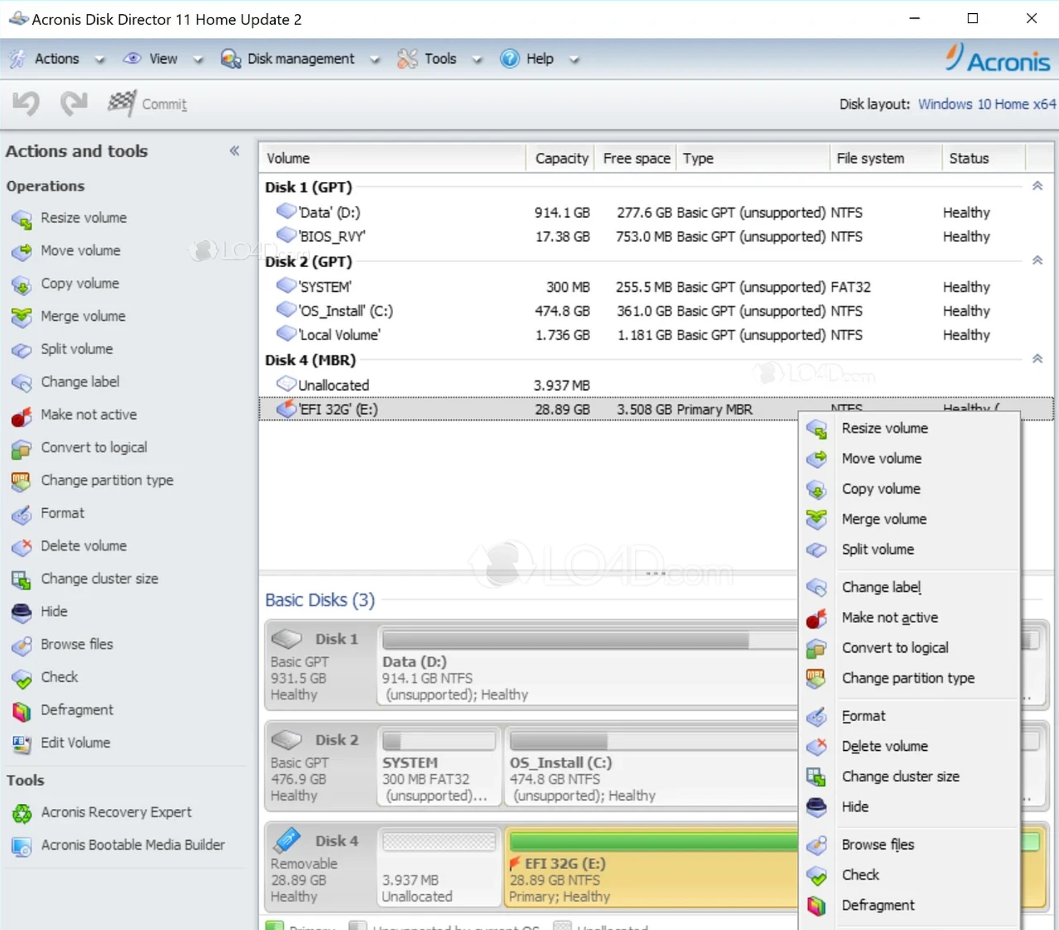 Screenshot von Acronis Disk DirectorServer