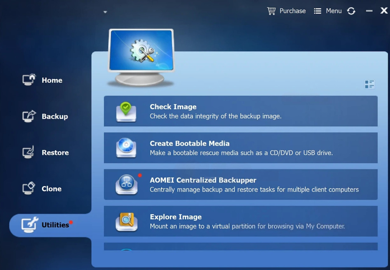Screenshot von AOMEI Backupper
