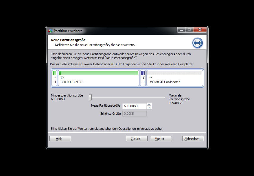 Screenshot von AOMEI Partition Assistant