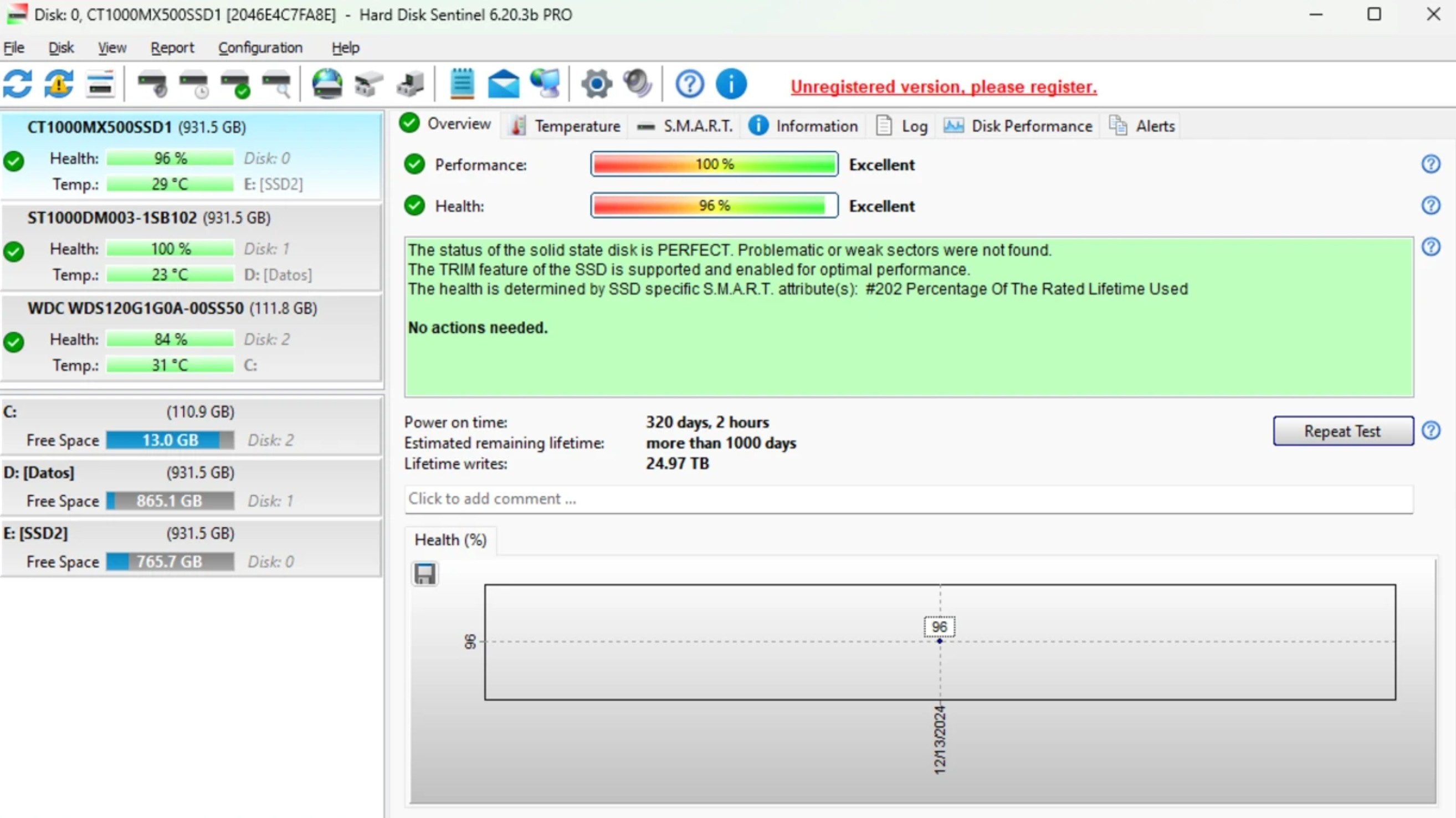 Screenshot von Hard Disk Sentinel Pro