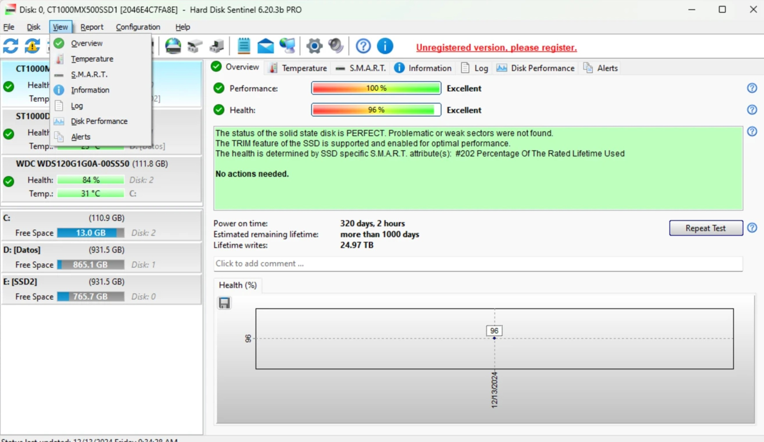 Screenshot von Hard Disk Sentinel Pro