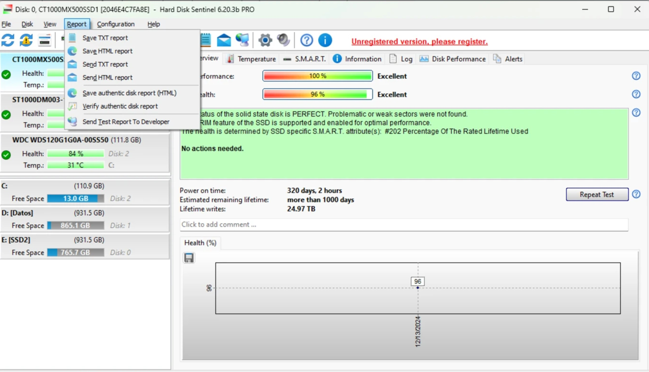 Screenshot von Hard Disk Sentinel Pro