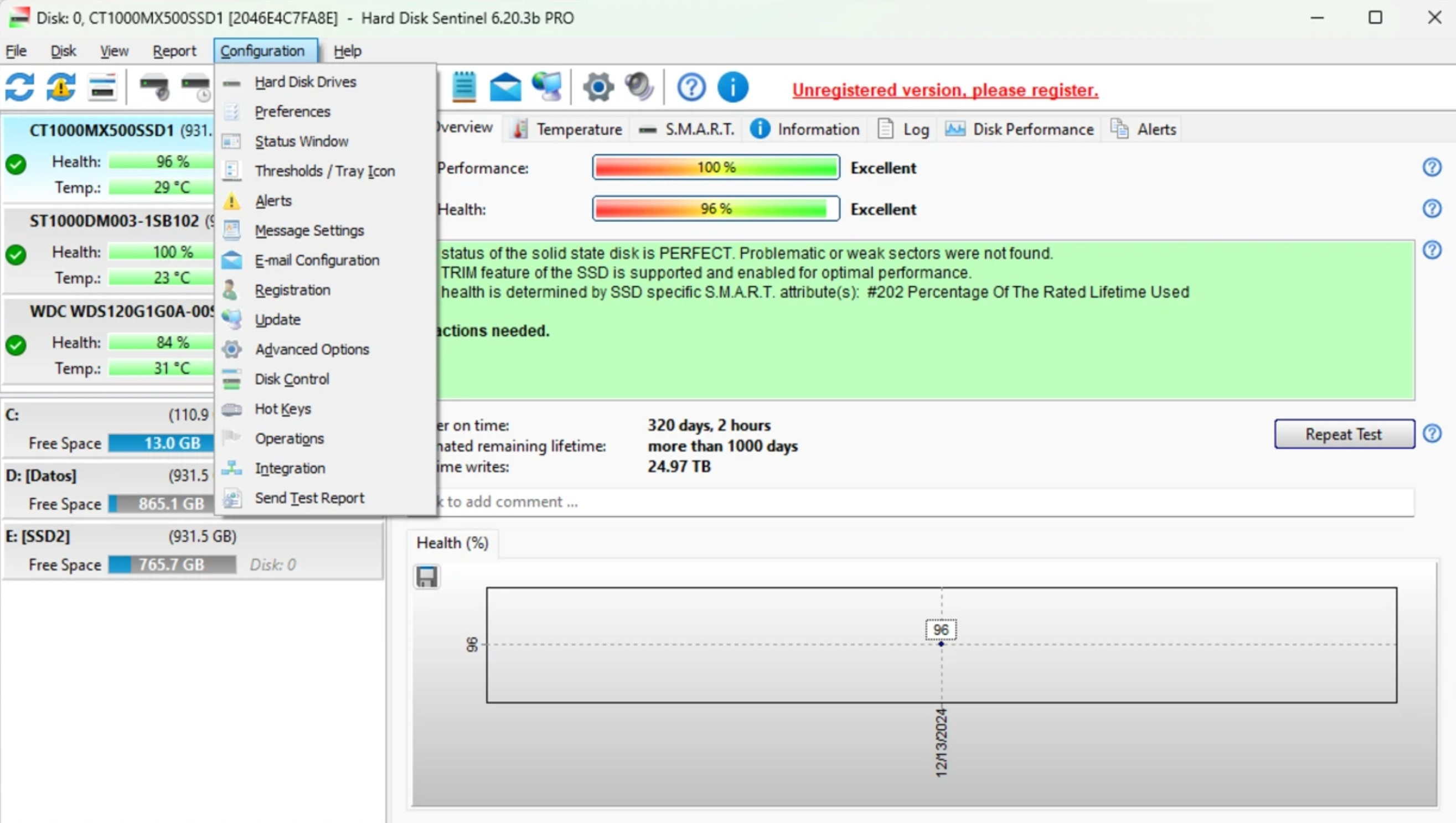 Screenshot von Hard Disk Sentinel Pro