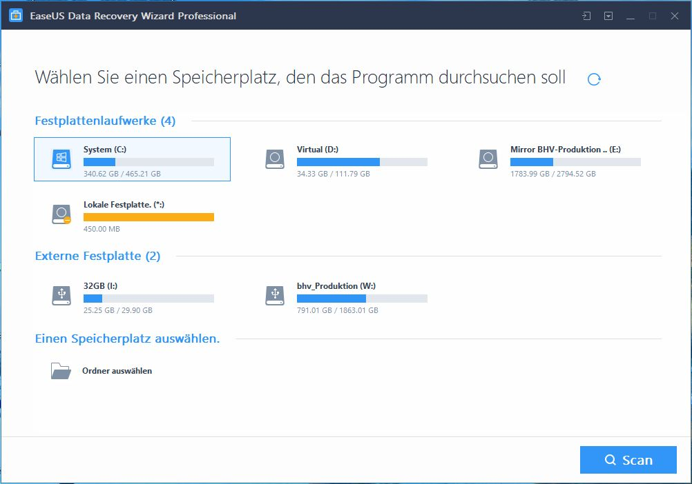 Screenshot von EaseUS Data Recovery