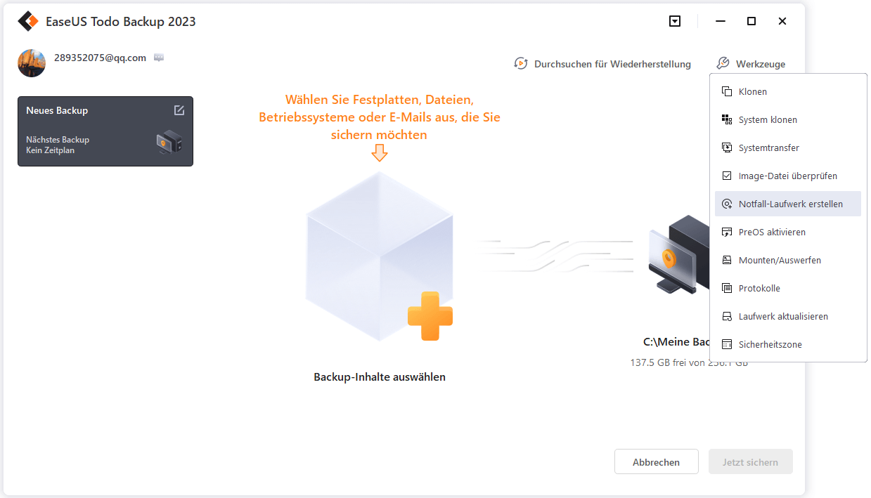 Screenshot von EaseUS Todo Backup Technician
