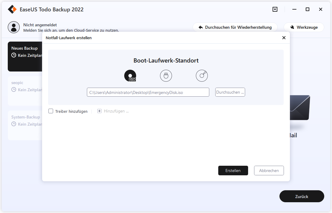 Screenshot von EaseUS Todo Backup Technician