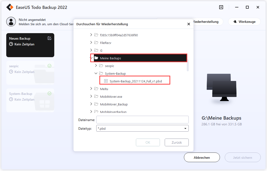 Screenshot von EaseUS Todo Backup Technician