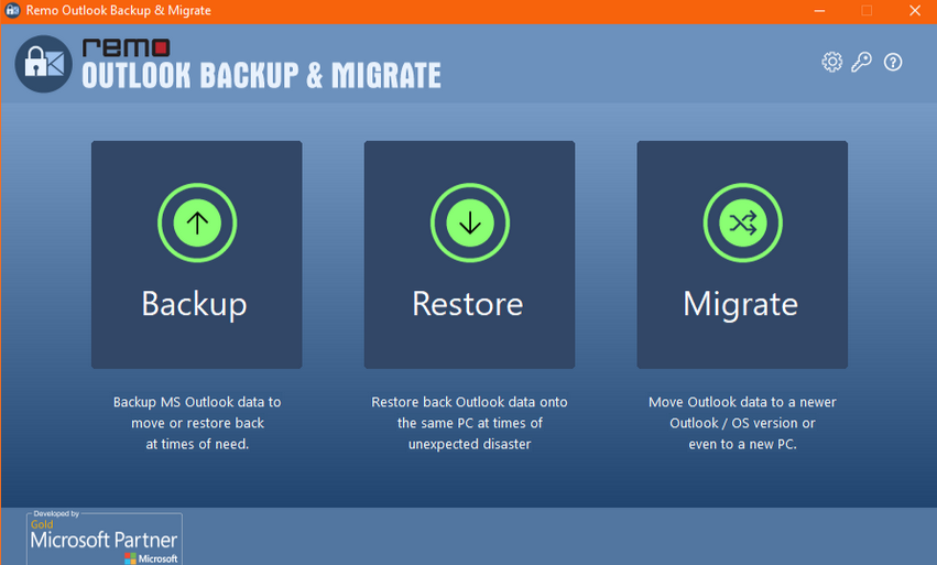 Screenshot von Remo Outlook Backup