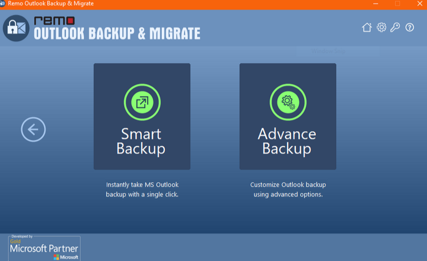 Screenshot von Remo Outlook Backup