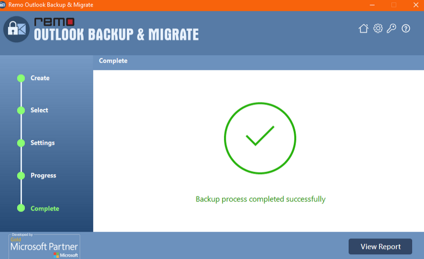 Screenshot von Remo Outlook Backup