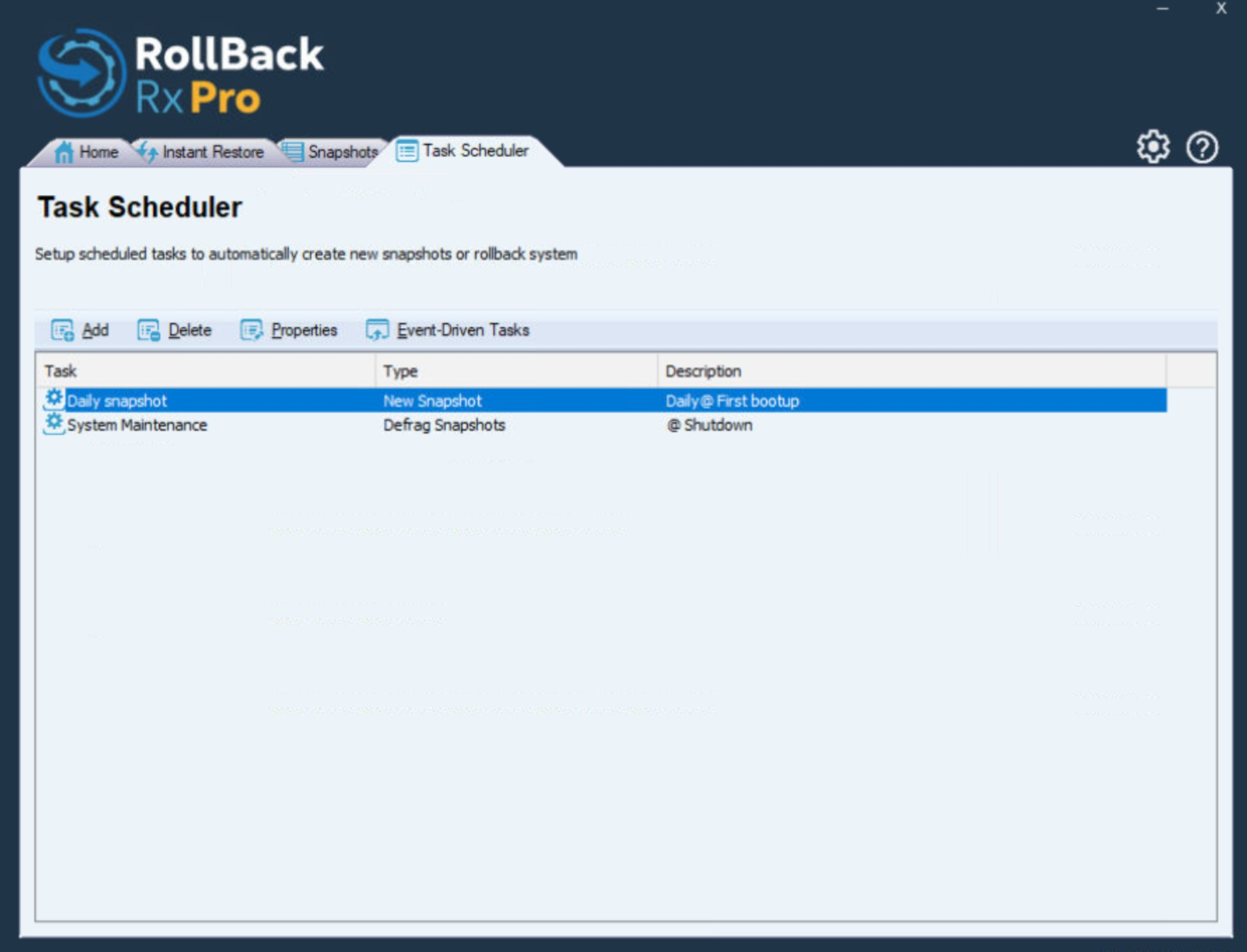 Screenshot von RollBack Rx Professional
