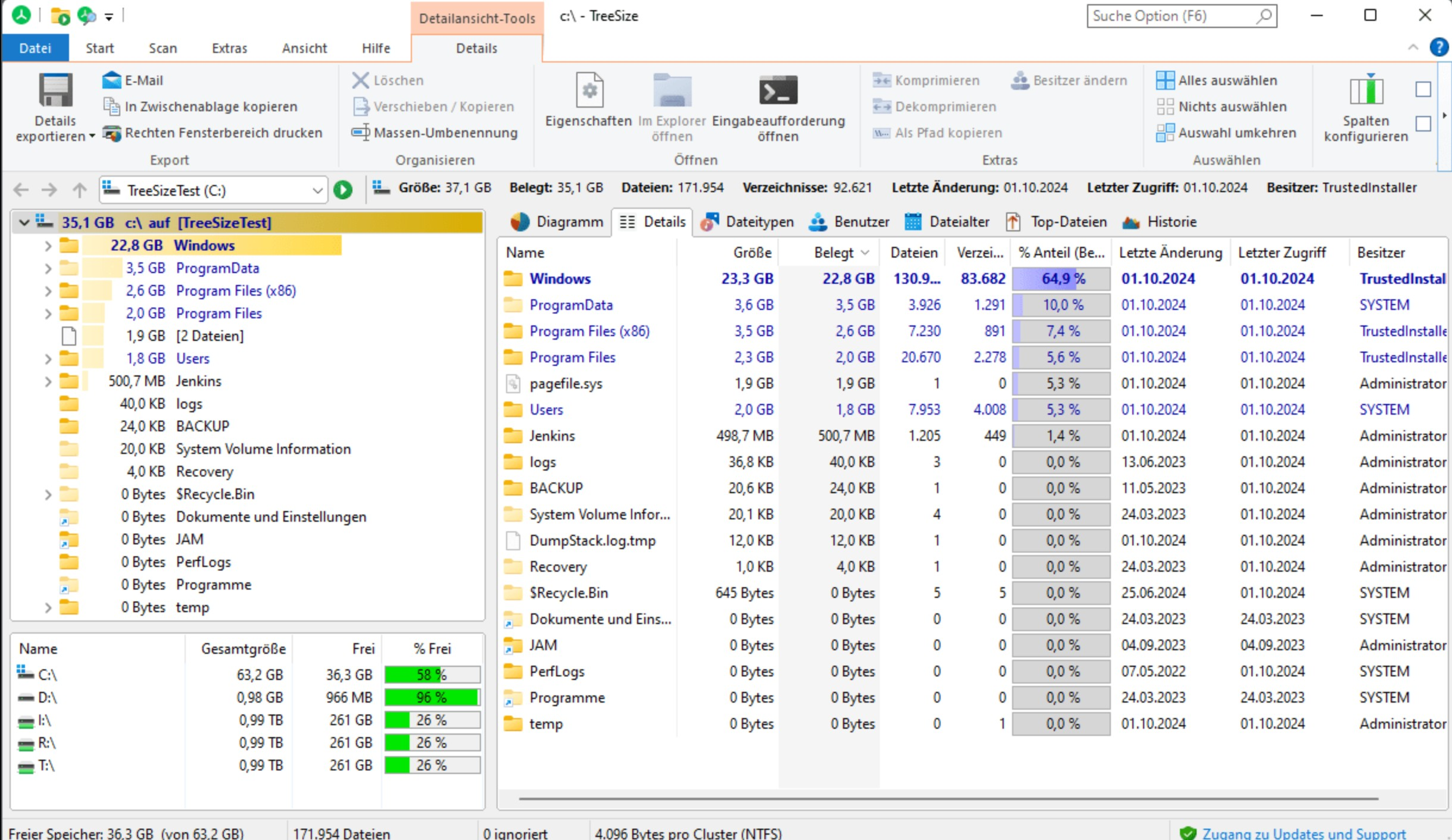 Screenshot von TreeSize