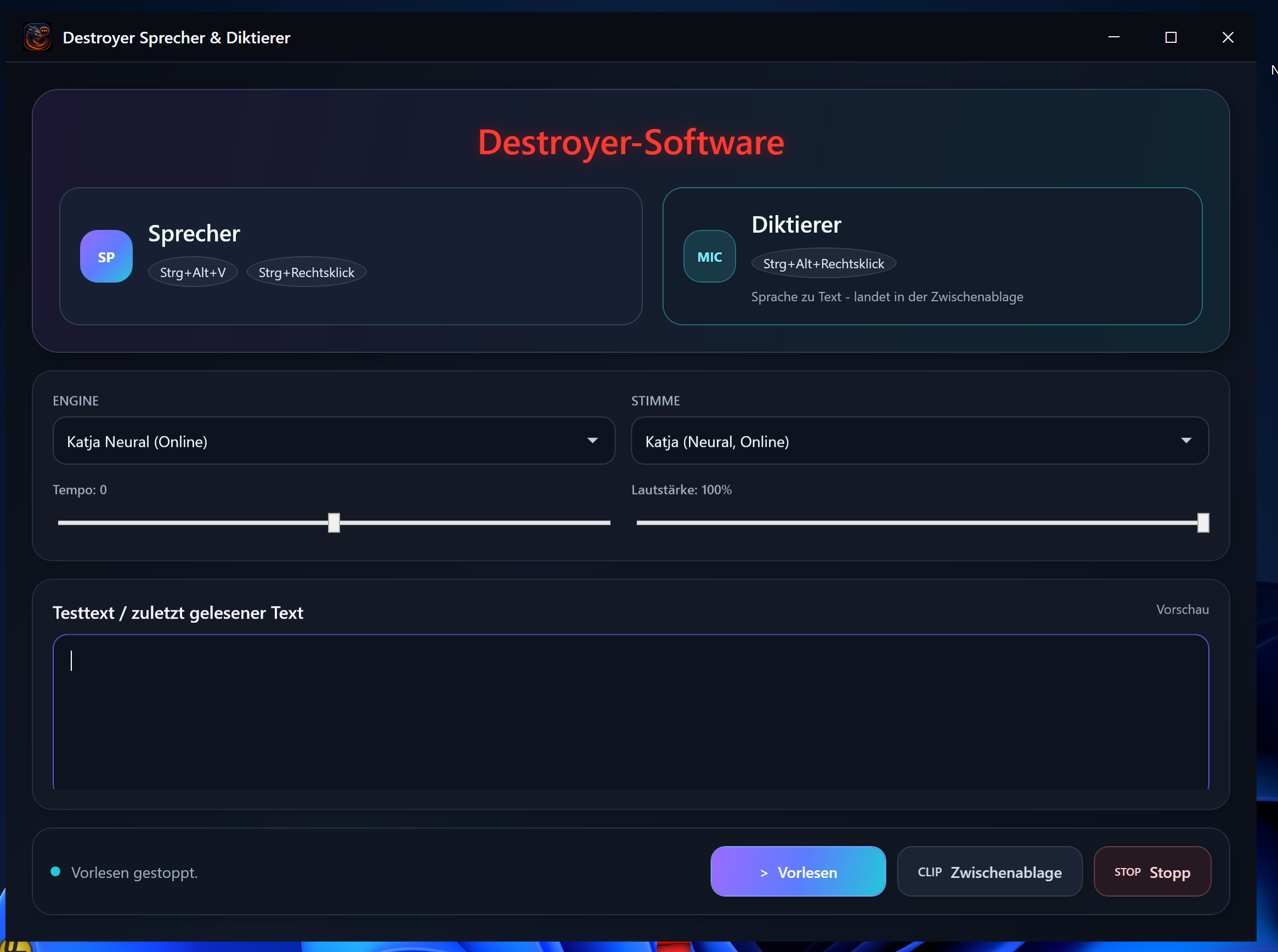 Screenshot von Sprecher & Diktierer