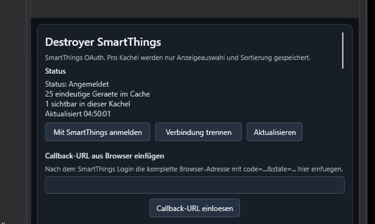 Screenshot von Wigidash SmartThings