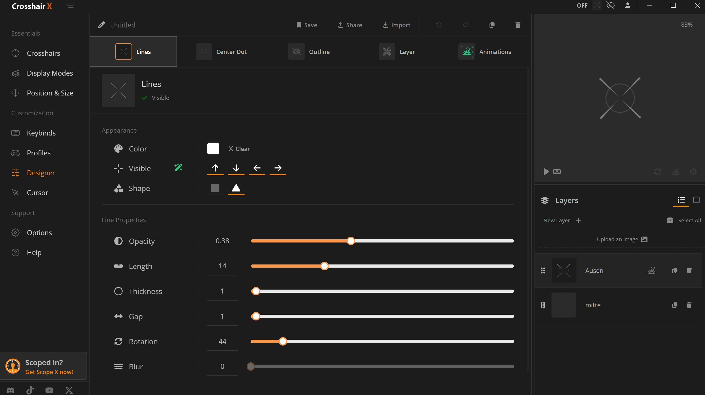 Screenshot von Crosshair X
