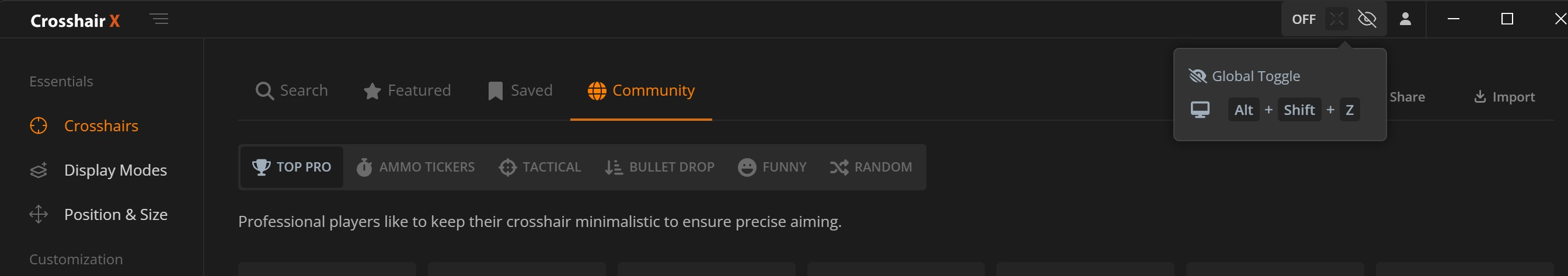 Screenshot von Crosshair X