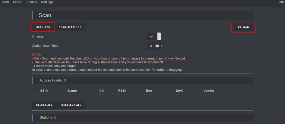 Screenshot von Deauther
