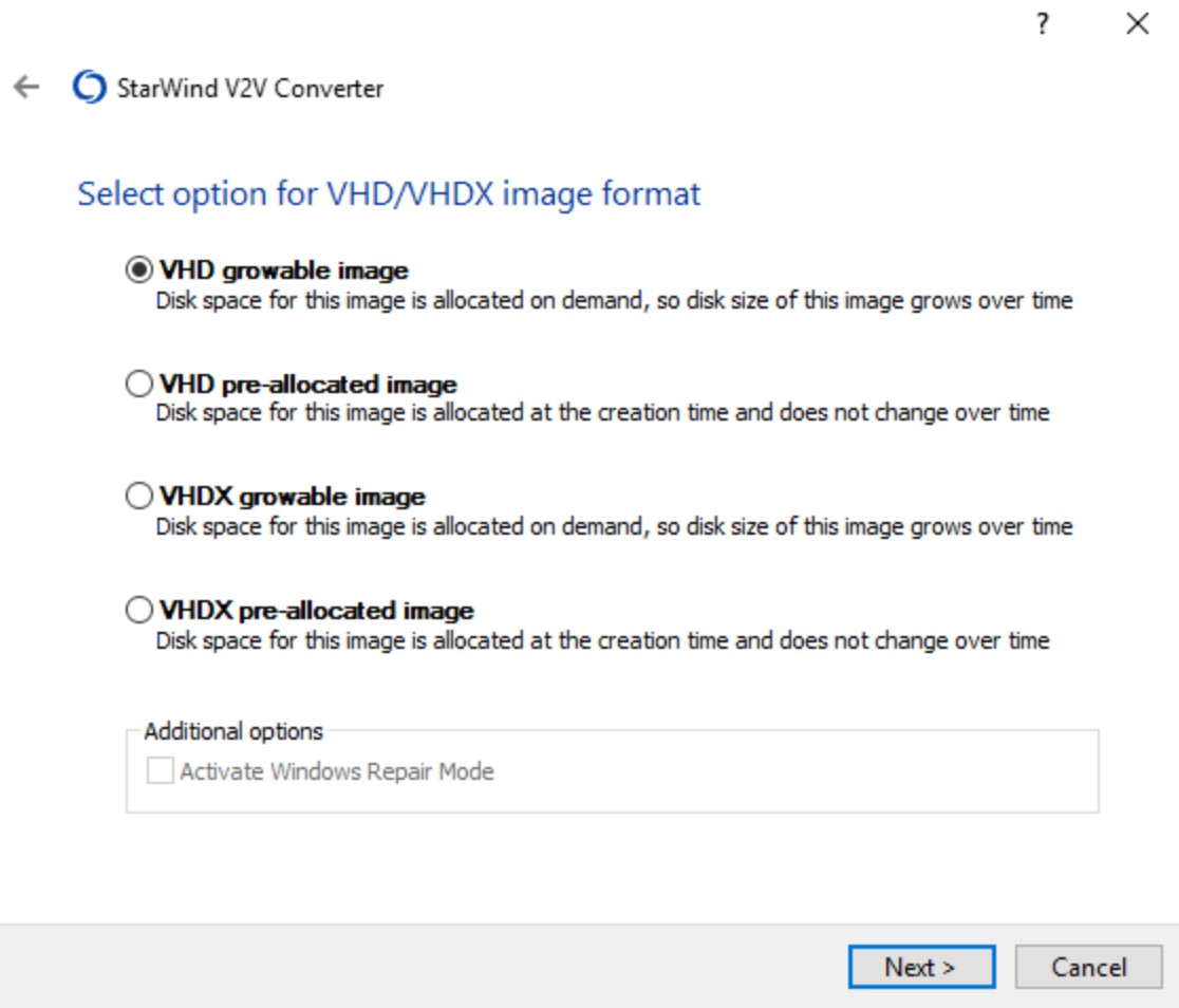 Screenshot von Converter vhdx in iso