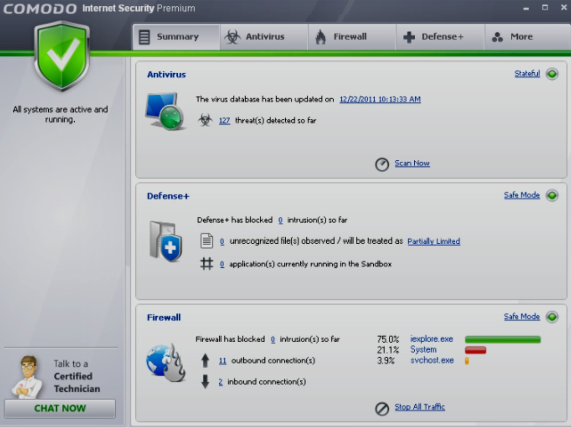 Screenshot von COMODO Internet Security Premium Firewall