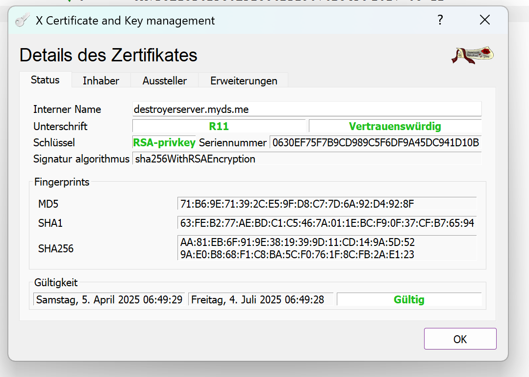 Screenshot von XCA - X Certificate
