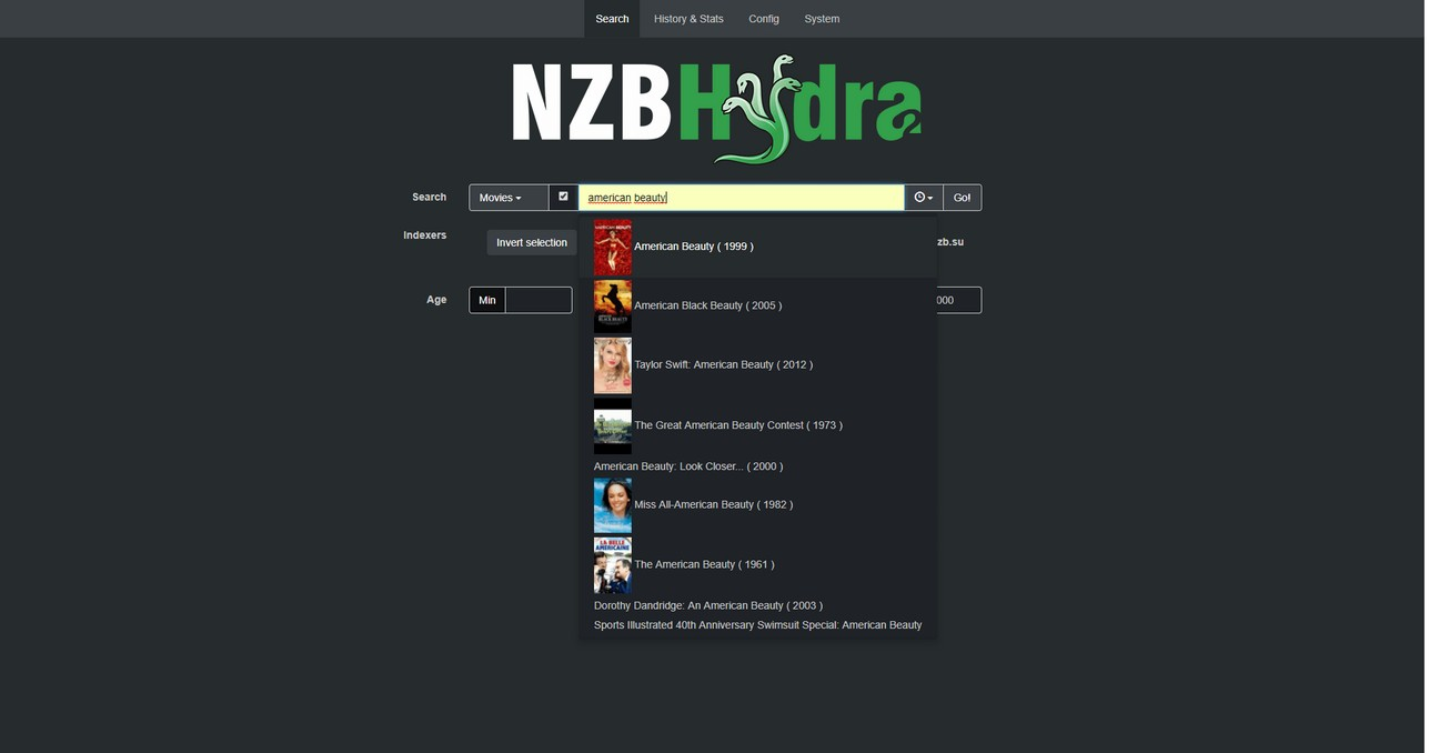 Screenshot von NZBHydra