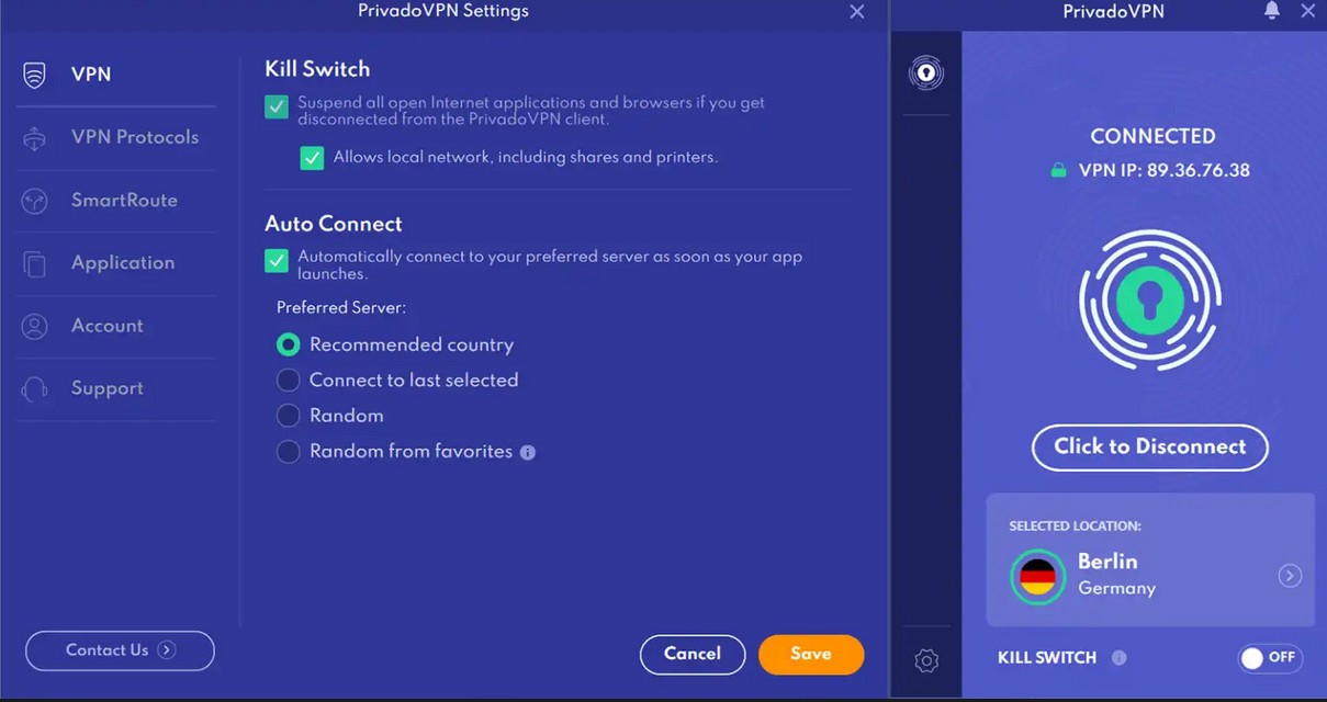 Screenshot von VPN von Eweka.nl