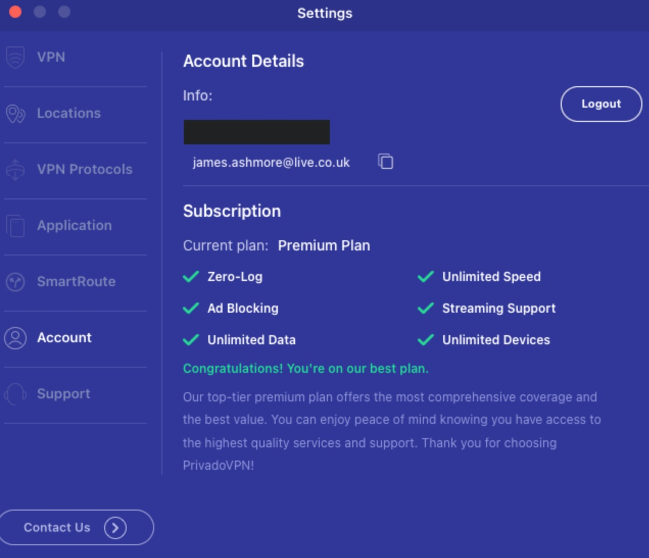 Screenshot von VPN von Eweka.nl