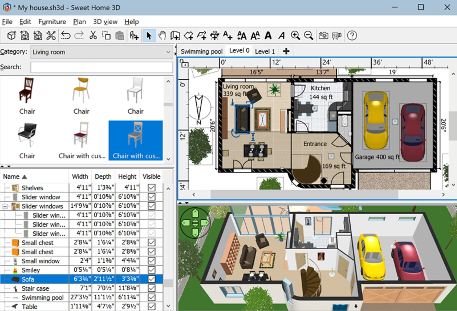 Screenshot von Sweet Home 3D