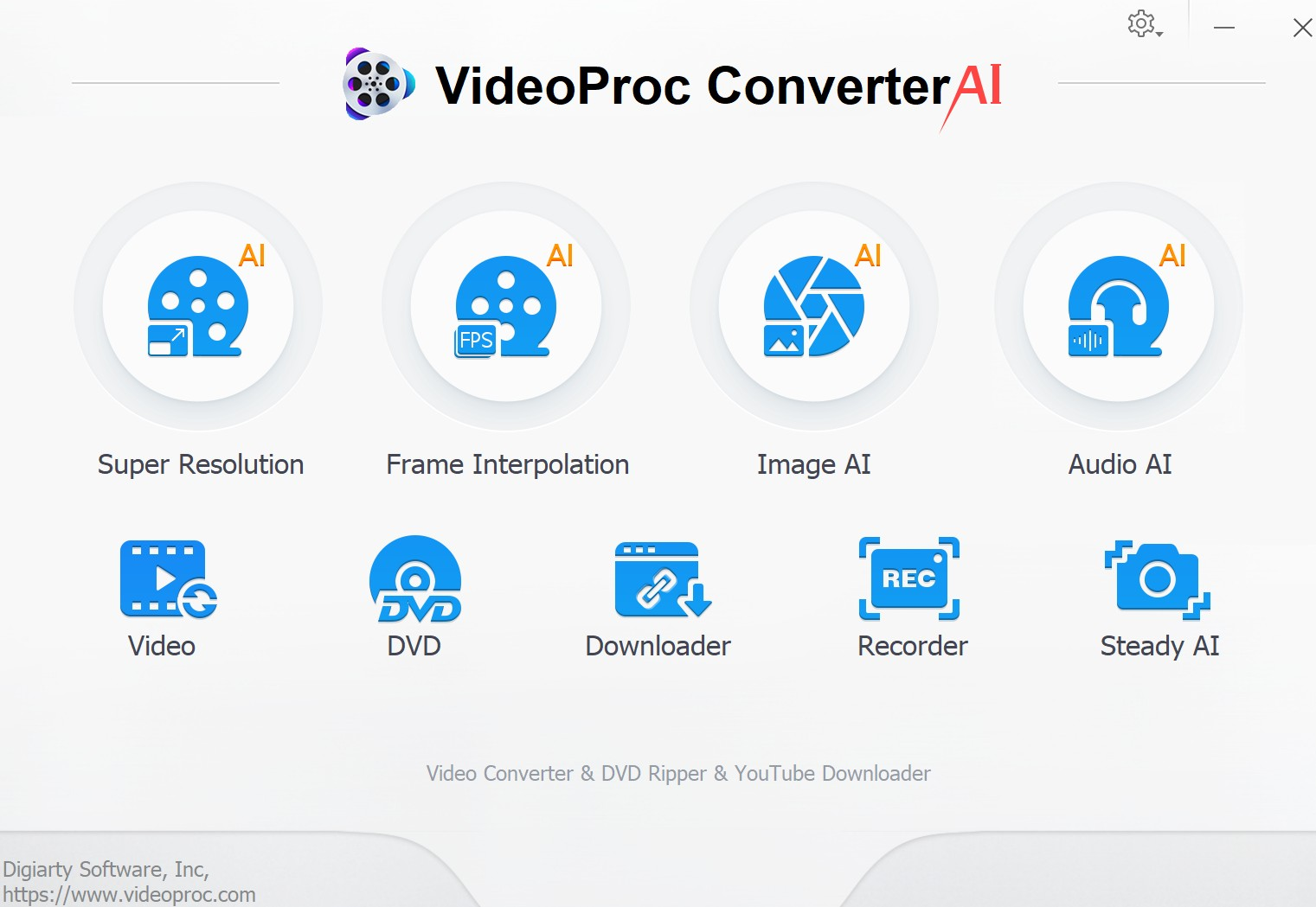 Screenshot von VideoProc ConverterAI