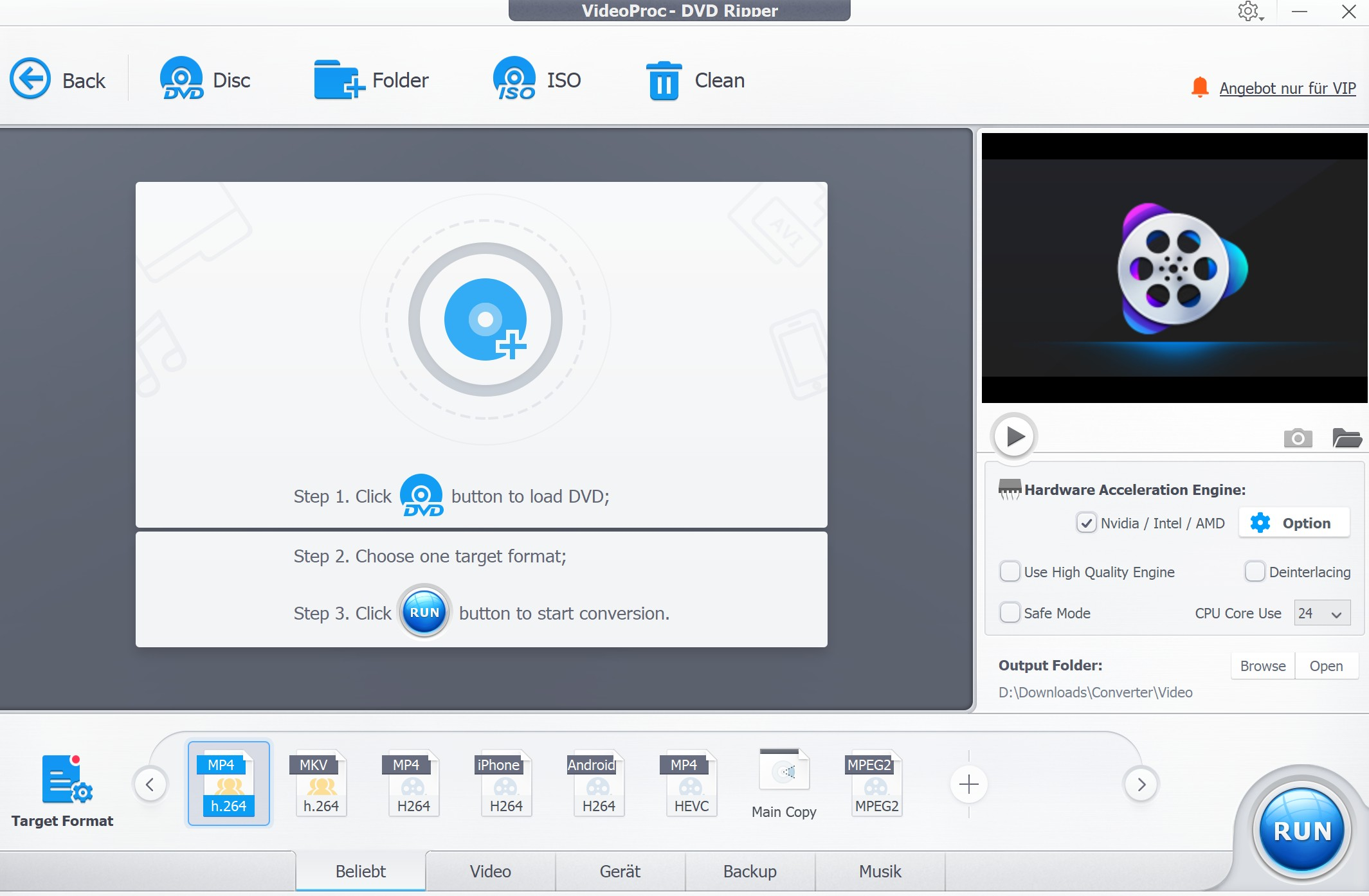 Screenshot von VideoProc ConverterAI