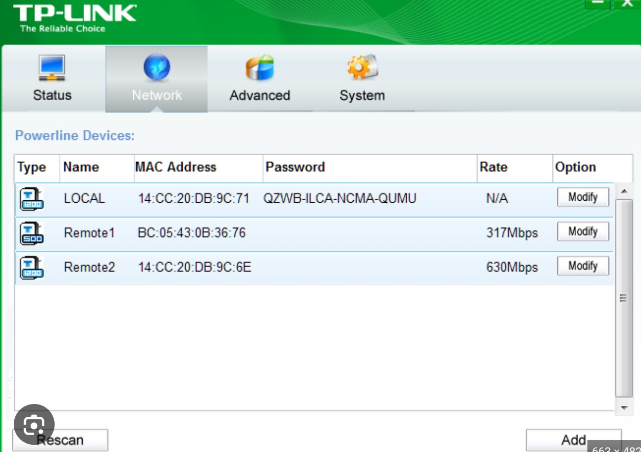 Screenshot von TP-Link Powerline Scaner