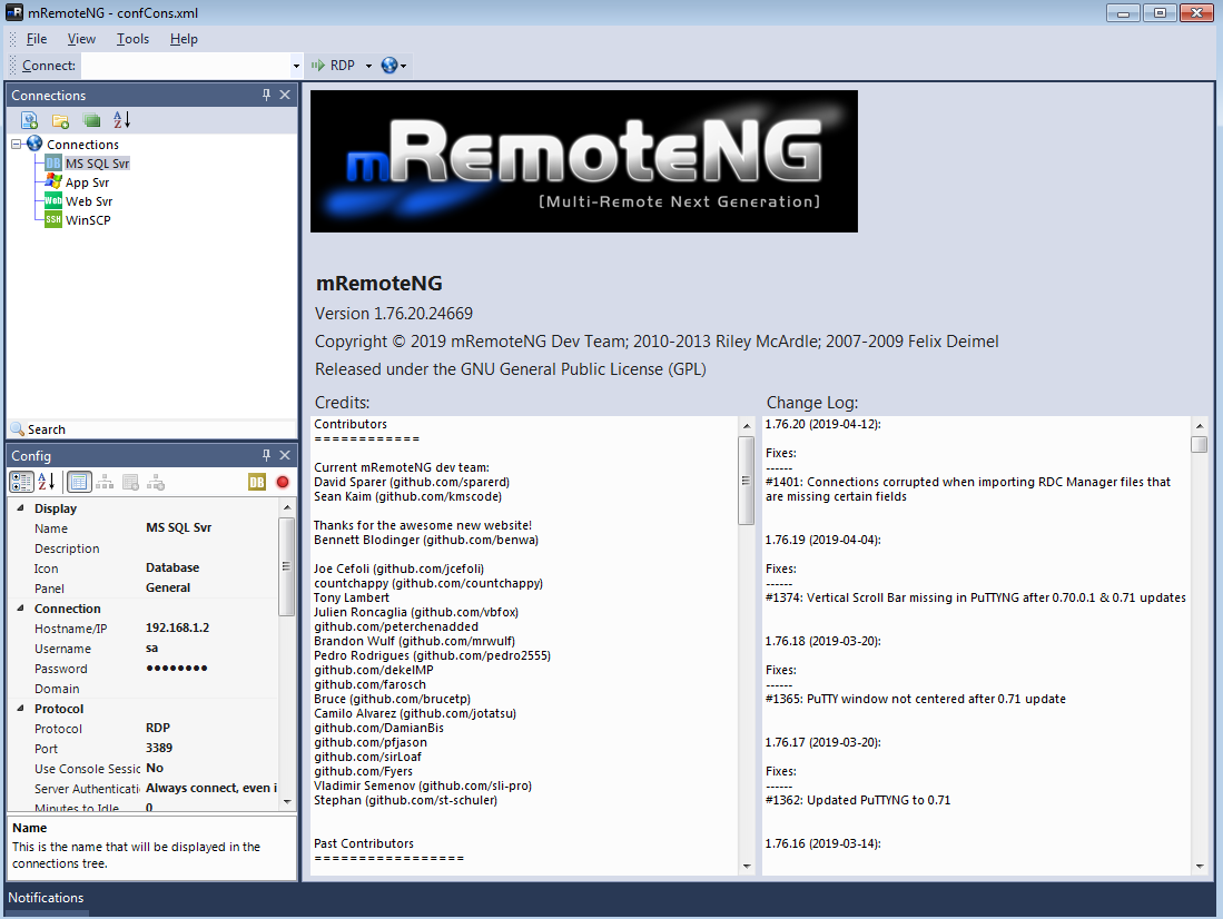 Screenshot von mRemoteNG