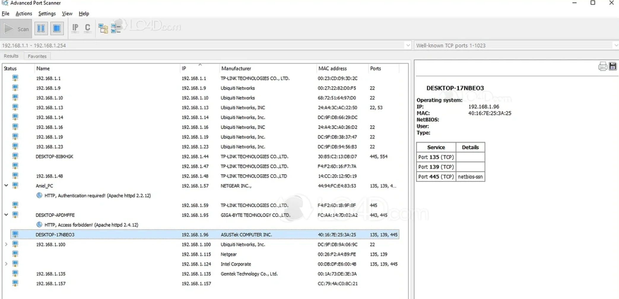 Screenshot von Advanced Port